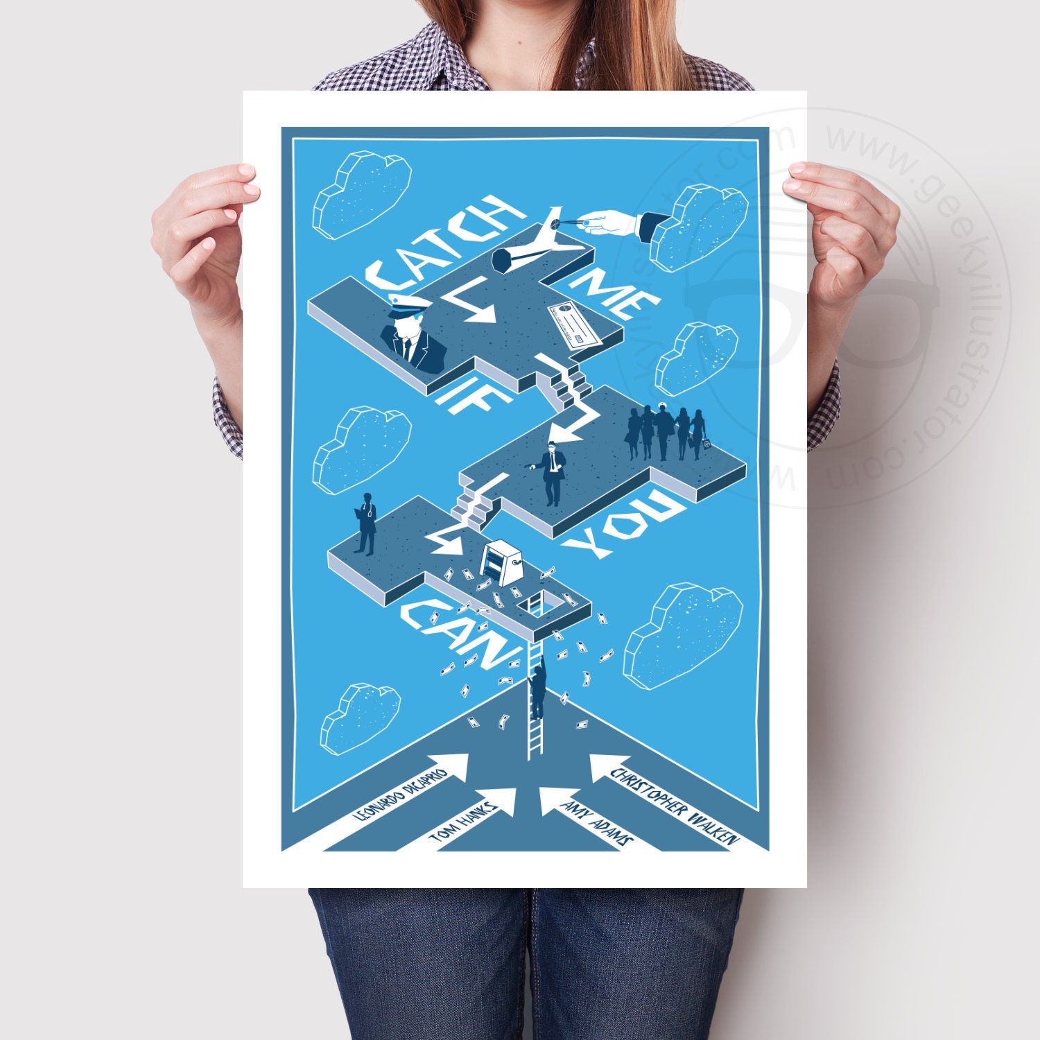 Catch Me If You Can Movie Poster: Minimalist Isometric Art Print