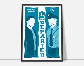 The Departed retro film print - Poster artwork, Movie fan art, Minimalist print, Film wall art, Gangster film