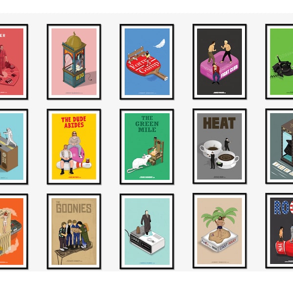 Minimalist Movie Poster Art Prints: Retro Film Decor