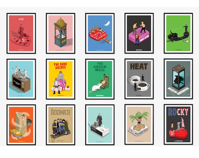 Minimalist Movie Poster Art Prints: Retro Film Decor