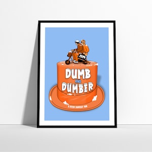 Affiche de film illustrée minimaliste Dumb And Dumber disponible en 3 tailles d&#39;impression