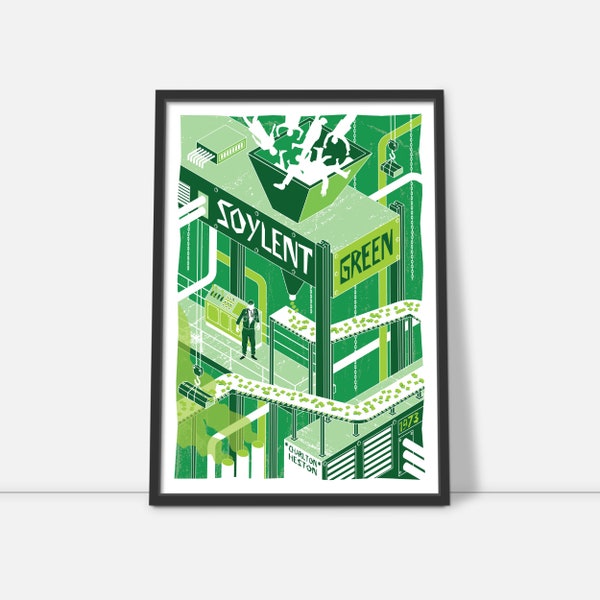 Soylent Green Movie Poster - Retro film poster, Minimalist print, Charlton Heston wall art, Movie illustration, Classic cinema print