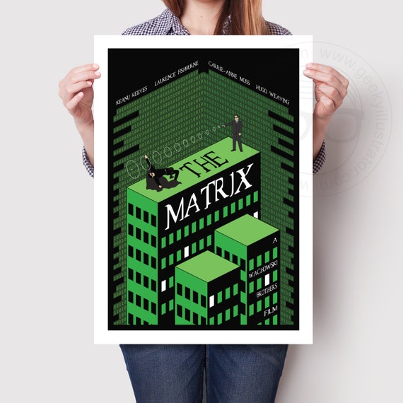 The Matrix Movie Poster: Isometric Art Print, Minimalist Film Art