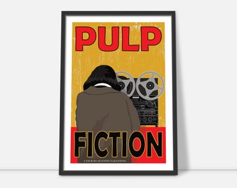 Pulp Fiction Movie Poster//Alternative film poster//Tarantino illustration//Retro wall art