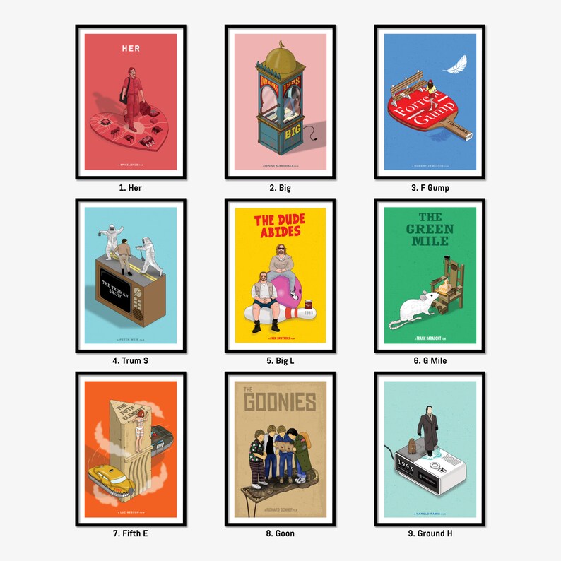 Minimalist Movie Poster Wall Art retro Film Art Prints Movie Etsy UK