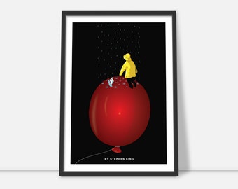 Stephen King's IT , Movie poster, Original artwork, Horror film gift, SS Georgie print, Minimalist film poster, retro movie print