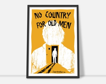 No Country for Old Men Print: Minimalist Movie Poster, Coen Brothers Art