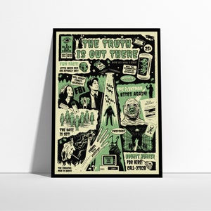 The Truth Is Out There poster, Comic style print, Retro wall art, 90s TV poster, Sci-Fi art