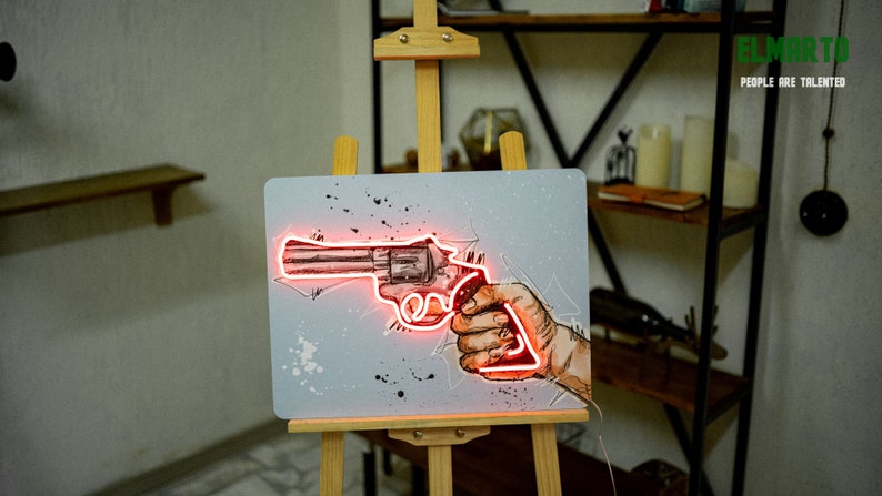 Unbreakable Neon Sign The Gun Poster with Neon Inserting