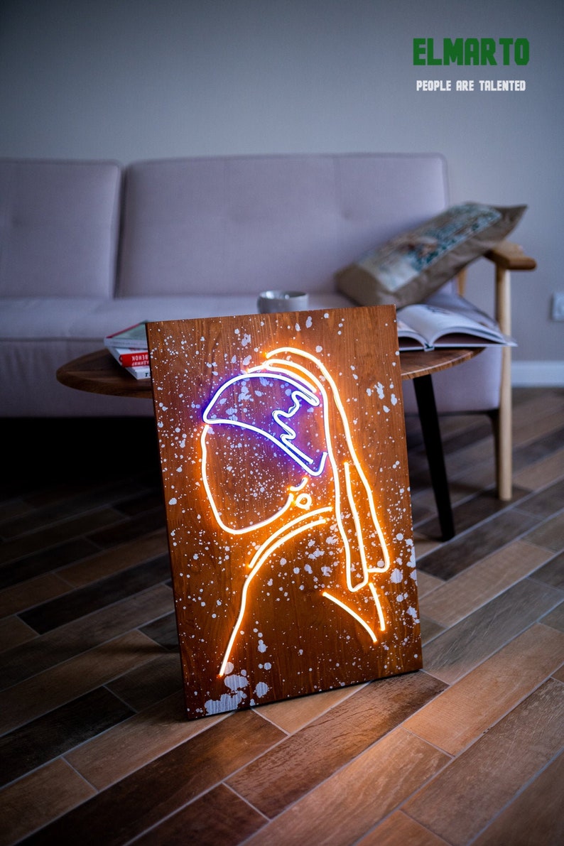 Girl With a Pearl Earring Neon Sign Portrait Neon Sign Etsy