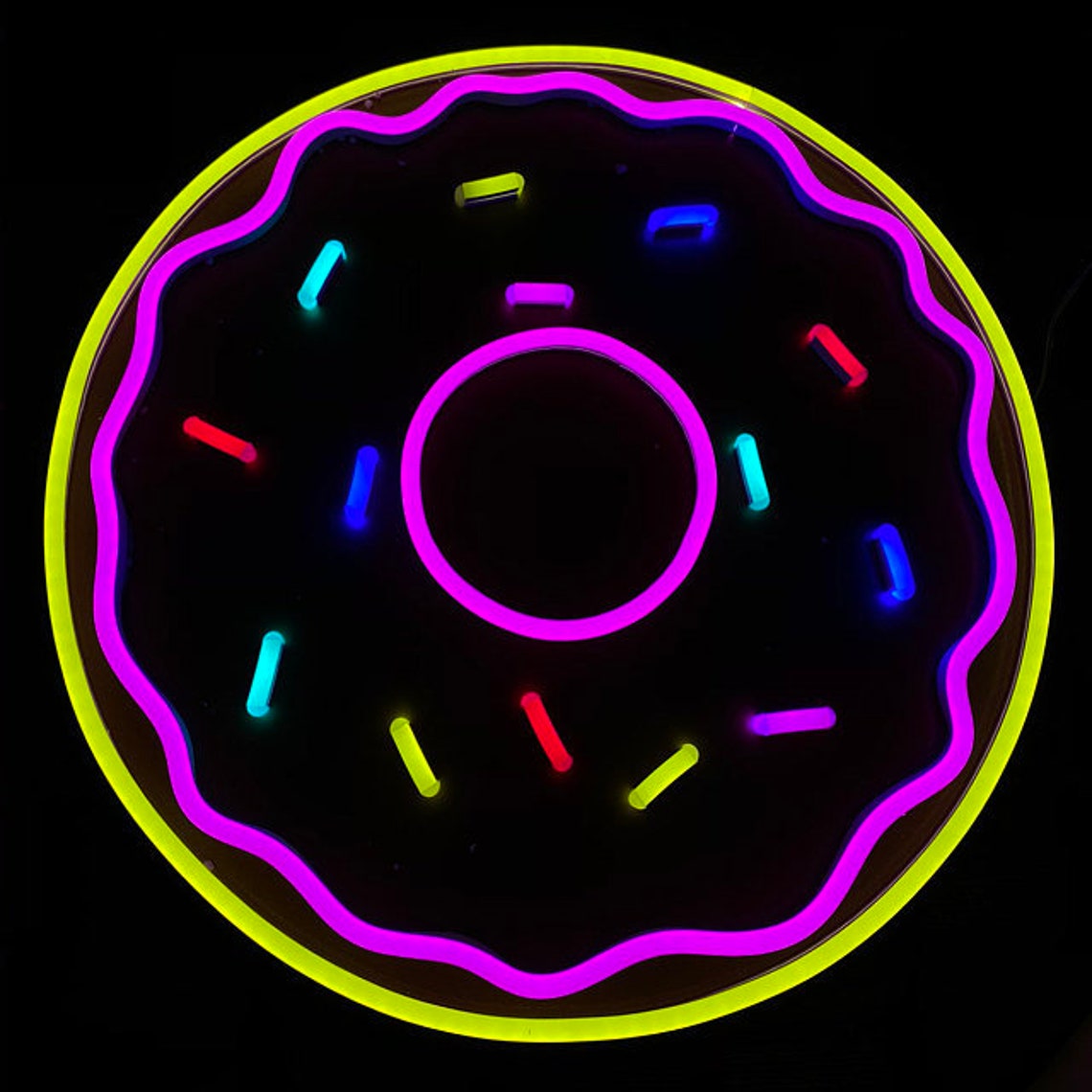 Donut Multicolored Unbreakable Neon Sign Night Light Etsy