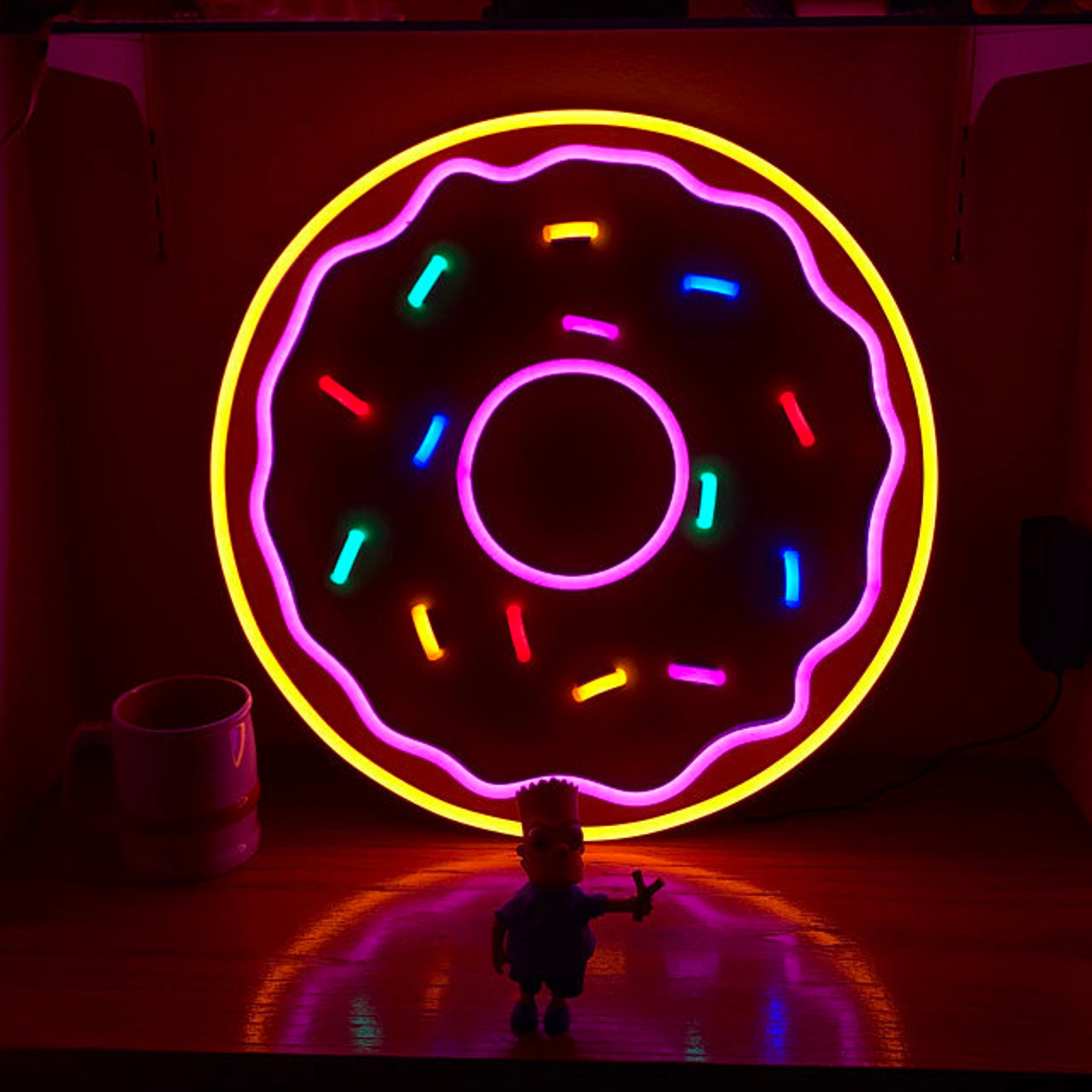 Donut Multicolored Unbreakable Neon Sign Night Light Etsy