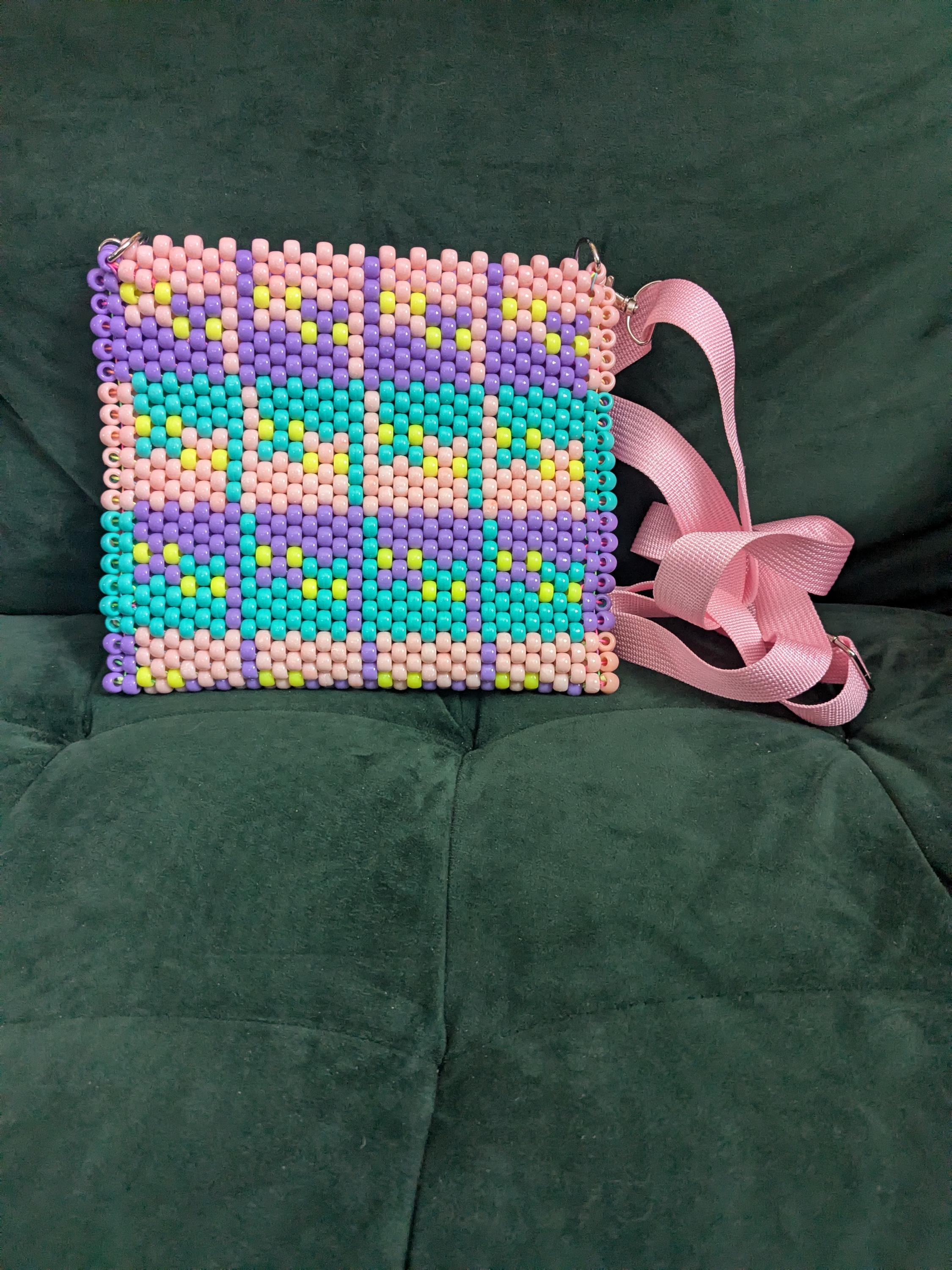 Tri-color Infinity Cat Pony Bead Cross-body Purse - Pink, Blue, Purple ...