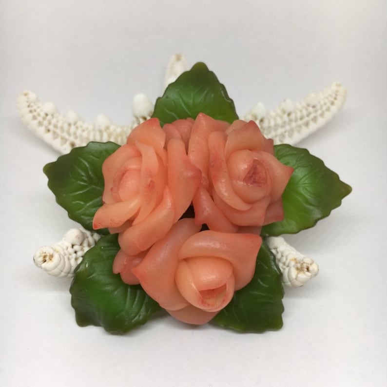 Living coral jewelry flower boutonniere peach rose broach Brooch bouquet Brooches apricot papaya Coral broche Pink Floral bouquet roses