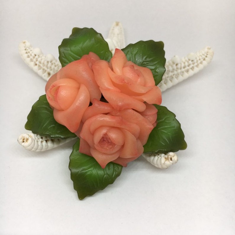 Living coral jewelry flower boutonniere peach rose broach Brooch bouquet Brooches apricot papaya Coral broche Pink Floral bouquet roses