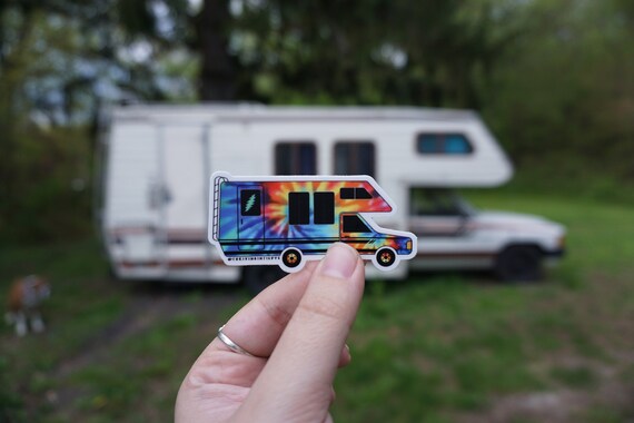Tie Dye Rv Sticker Van Life Psychedelic Art Hippie Camper Rv Living Bus Life Uv Waterproof Scratch Proof Sticker