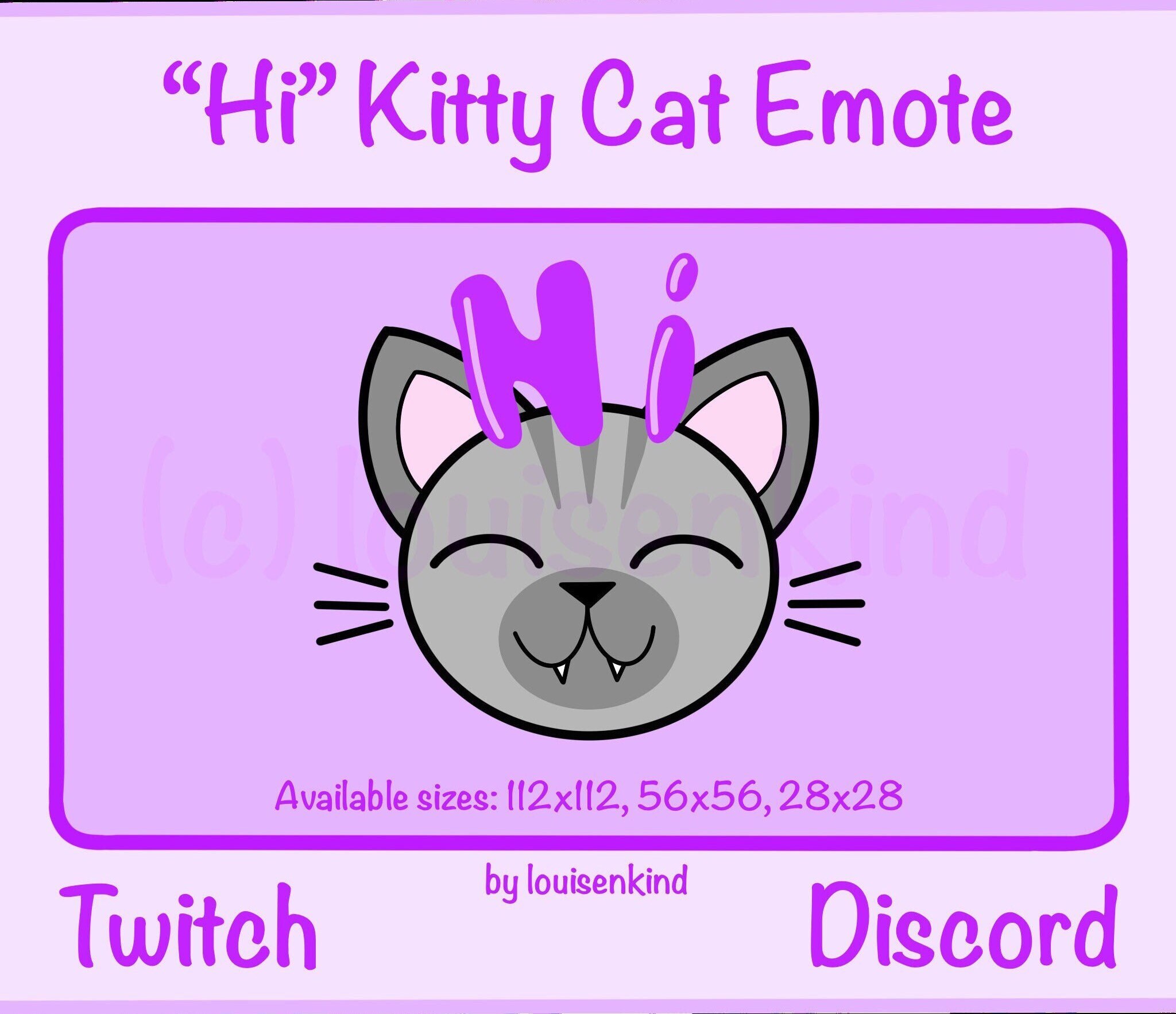 Cute Cat Hi Twitch & Discord Emote | Etsy