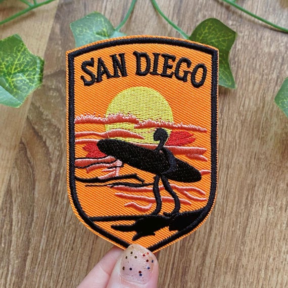 Vintage San Diego Iron On Patch, California Lover Gift, Transfer Pattern, Surfing Embroidery Patch