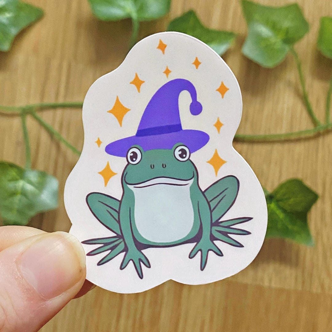 Magical Wizard Froggy Sticker | Frog Lover Gifts | Vintage Inspired ...