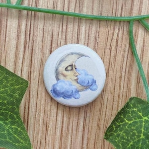 Vintage Whimsy halvmåneknappnål | 25 mm 1” knappar | Whimsigoth smycken