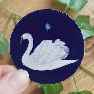 1900s Night Star Swan Vintage Stickers | Celestial Whimsigoth Decal | Aesthetic Dark Academia Stickers