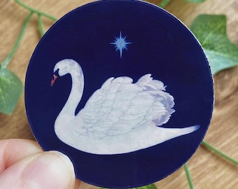 1900s Night Star Swan Vintage Stickers | Celestial Whimsigoth Decal | Aesthetic Dark Academia Stickers