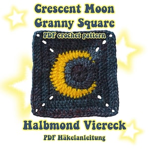 Crescent Moon Granny Square PDF Crochet Pattern | ENGLISH & GERMAN