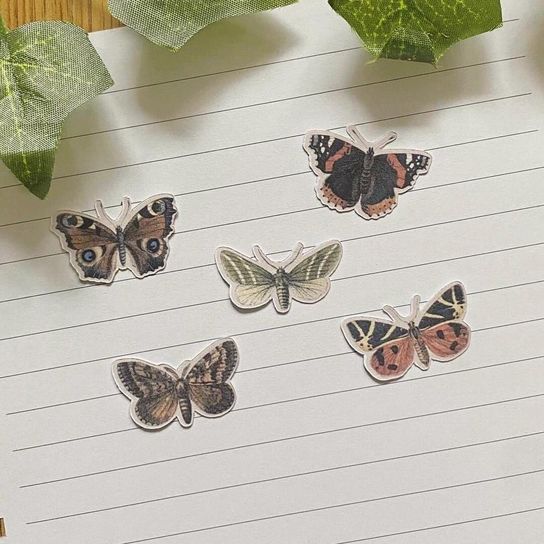 Vintage Butterfly Moth Mini Planner Stickers | Pack of 5 | Scrapbook ...