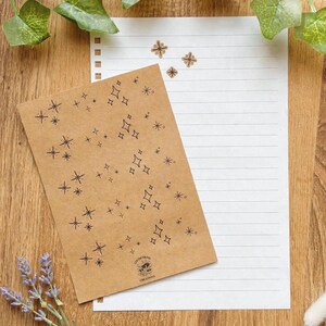 Vintage Kraft Paper Star Sticker Sheet, Doodle Star Stickers, Rustic Brown Scrapbook Planner Decals, Star Shaped Stickers