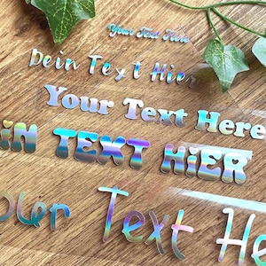 Custom Holographic Waterproof Text Decal, Make Your Own Silver Glitter Sticker, Custom Water Bottle Name Decals