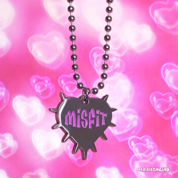 Y2K Misfit Spiked Heart Ball Chain Necklace Original Design