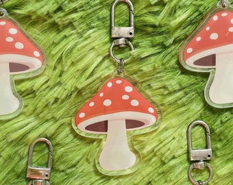 Acrylic Fairy Mushroom Keychain, Cute Toadstool Bag Charm, Aesthetic Fairycore Jewelry