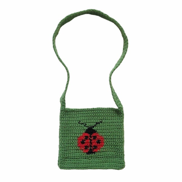 Retro Vintage Inspired Fairycore Ladybug Crochet Bag