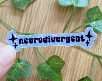 Adesivo com glitter para pessoas neurodivergentes com TDAH, autismo e transtorno de personalidade borderline | Adesivo para saúde mental | Adesivos de inclusão da neurodiversidade