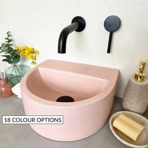 ONIK Handmade Concrete Basin, Small Bathroom Sink, Cloakroom Washbasin, Wall Mounted Sink