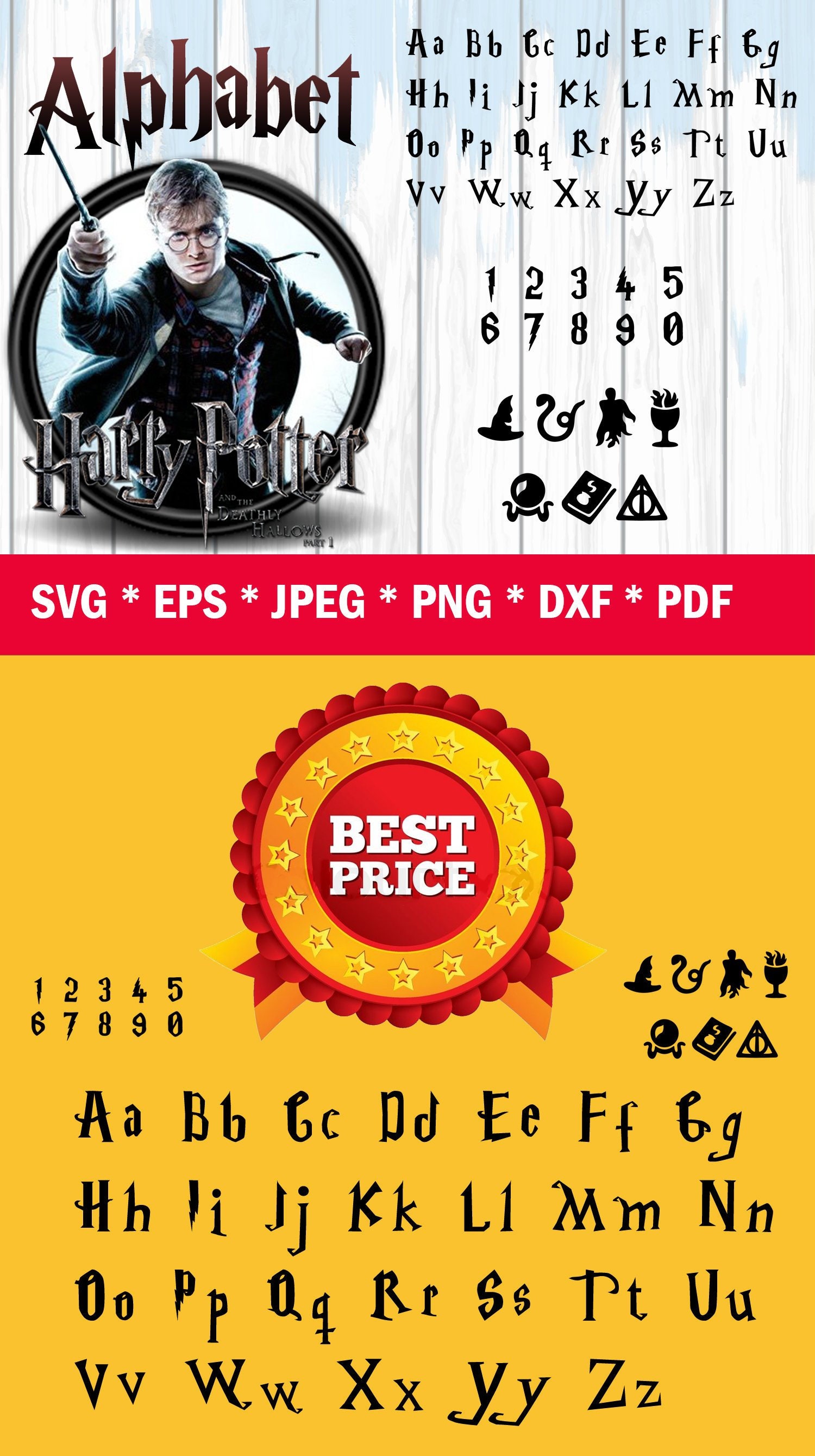 Harry Potter SVG Alphabet SVG Letters SVG Font with bonus | Etsy