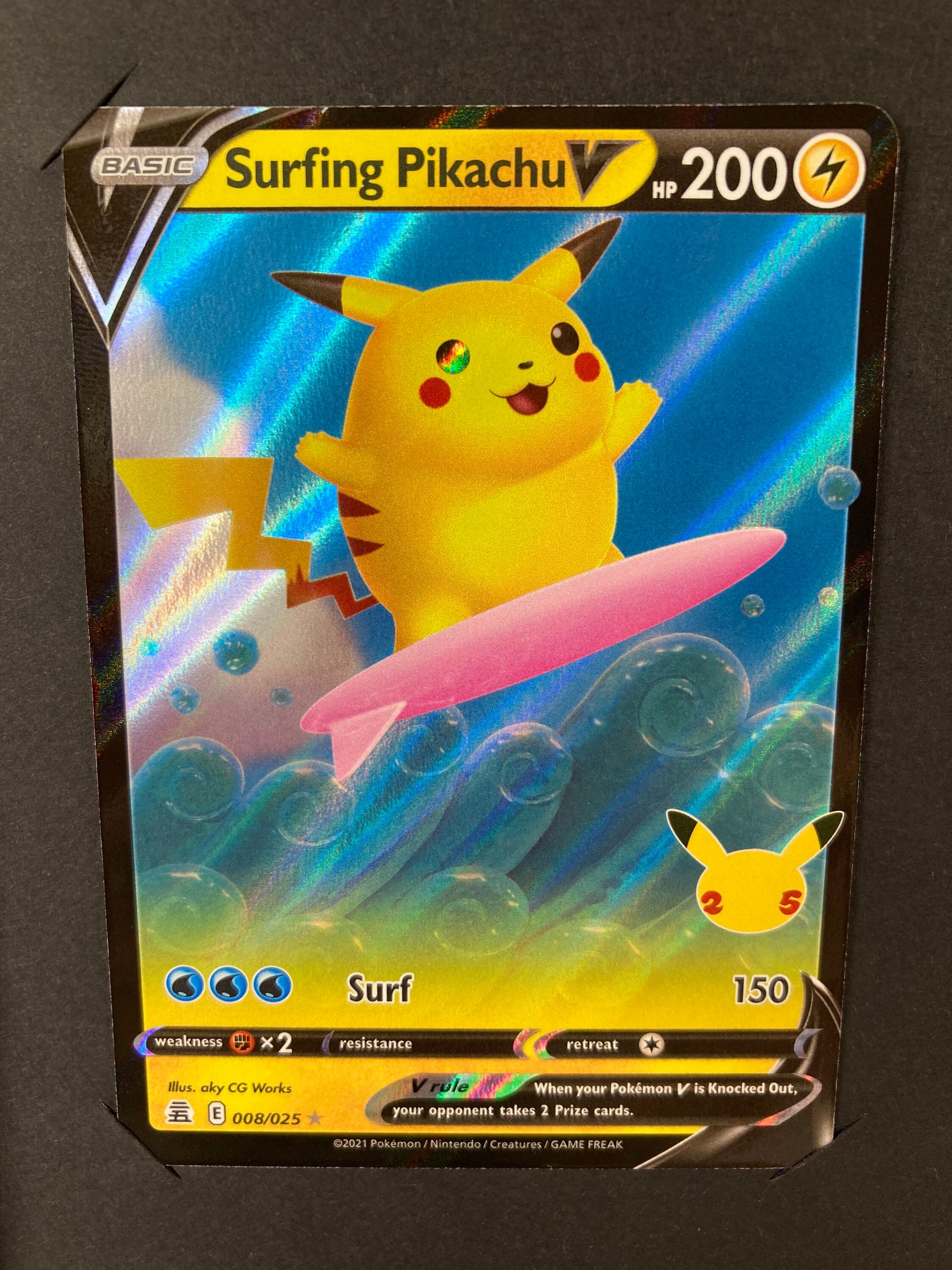 Surfing Pikachu V Celebration 25 Pokemon Card Frame With - Etsy