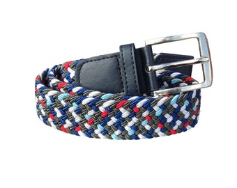 Stretchy Belt for Men, 1.25" Wide, Multi Coloured