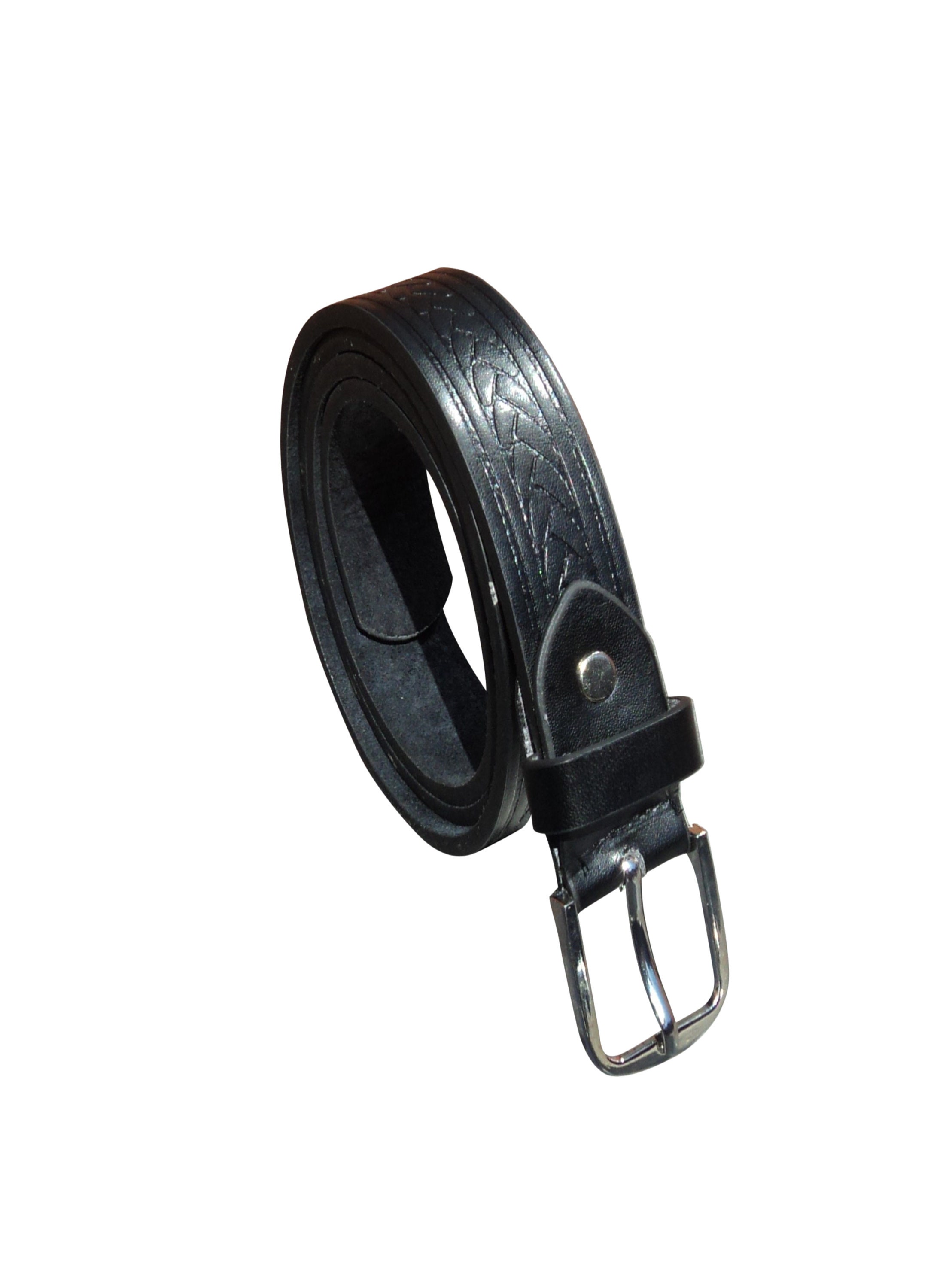 Men's Black Belt With Silver Buckle 1 Wide Etsy