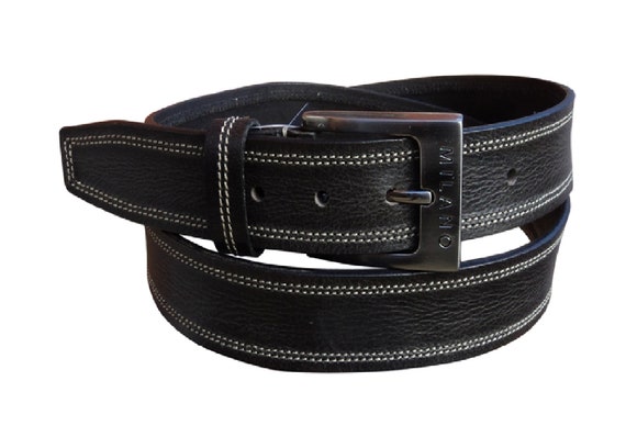 1.5" Wide by Milano Men's Black Full Grain Leather Belt Waist 28" 48"