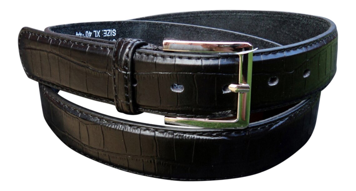 Men's Leather Lined Trouser Belt 1 Wide Black Tan Etsy