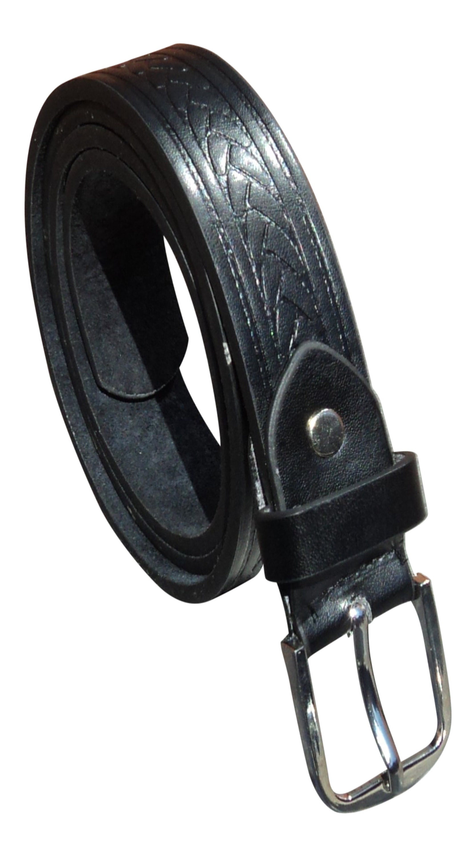 Men's Black Belt With Silver Buckle 1 Wide Etsy