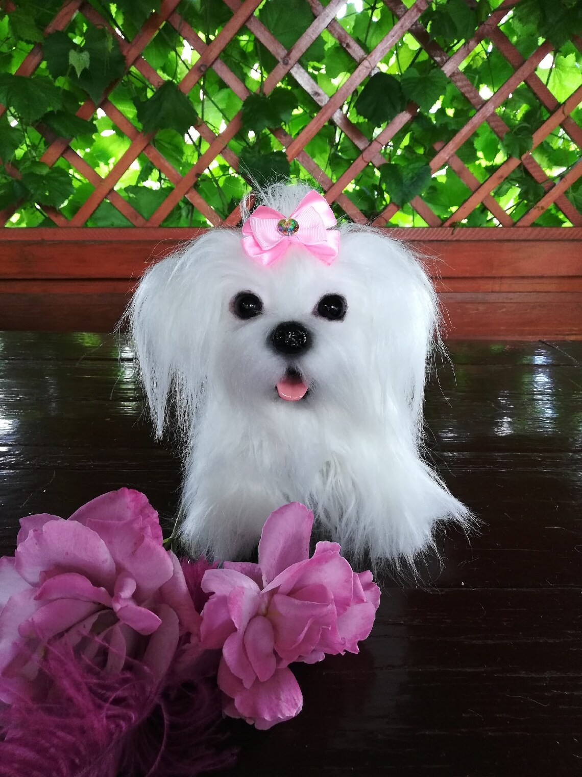 Realistic soft and plush toy Maltese lapdog Amelie. Interior Etsy
