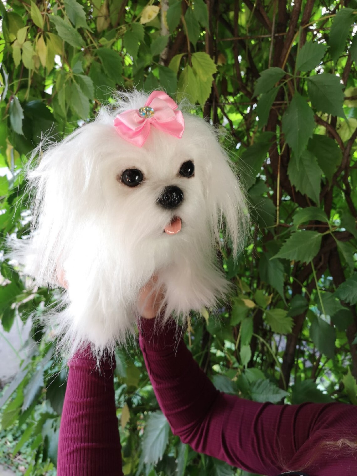 Realistic soft and plush toy Maltese lapdog Amelie. Interior Etsy