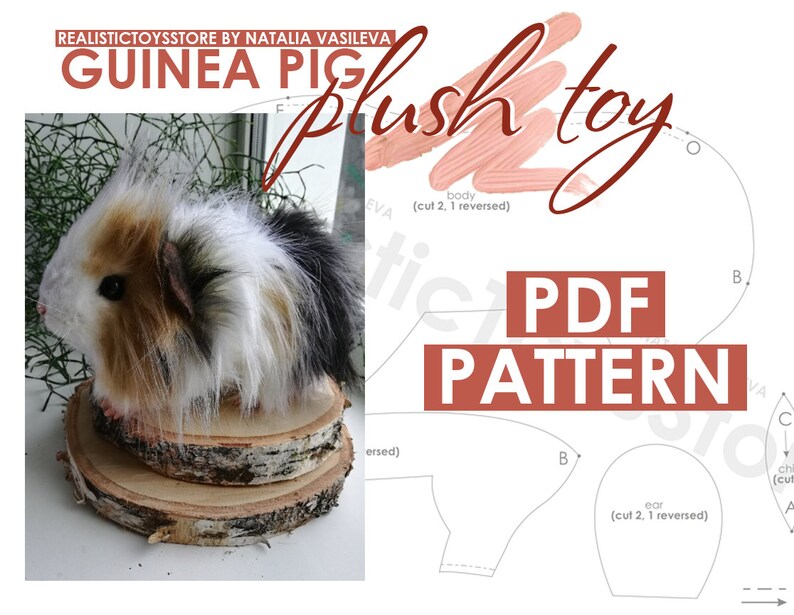 Stuffed animal PDF Pattern guinea pig cavy DIY sewing PDF Etsy