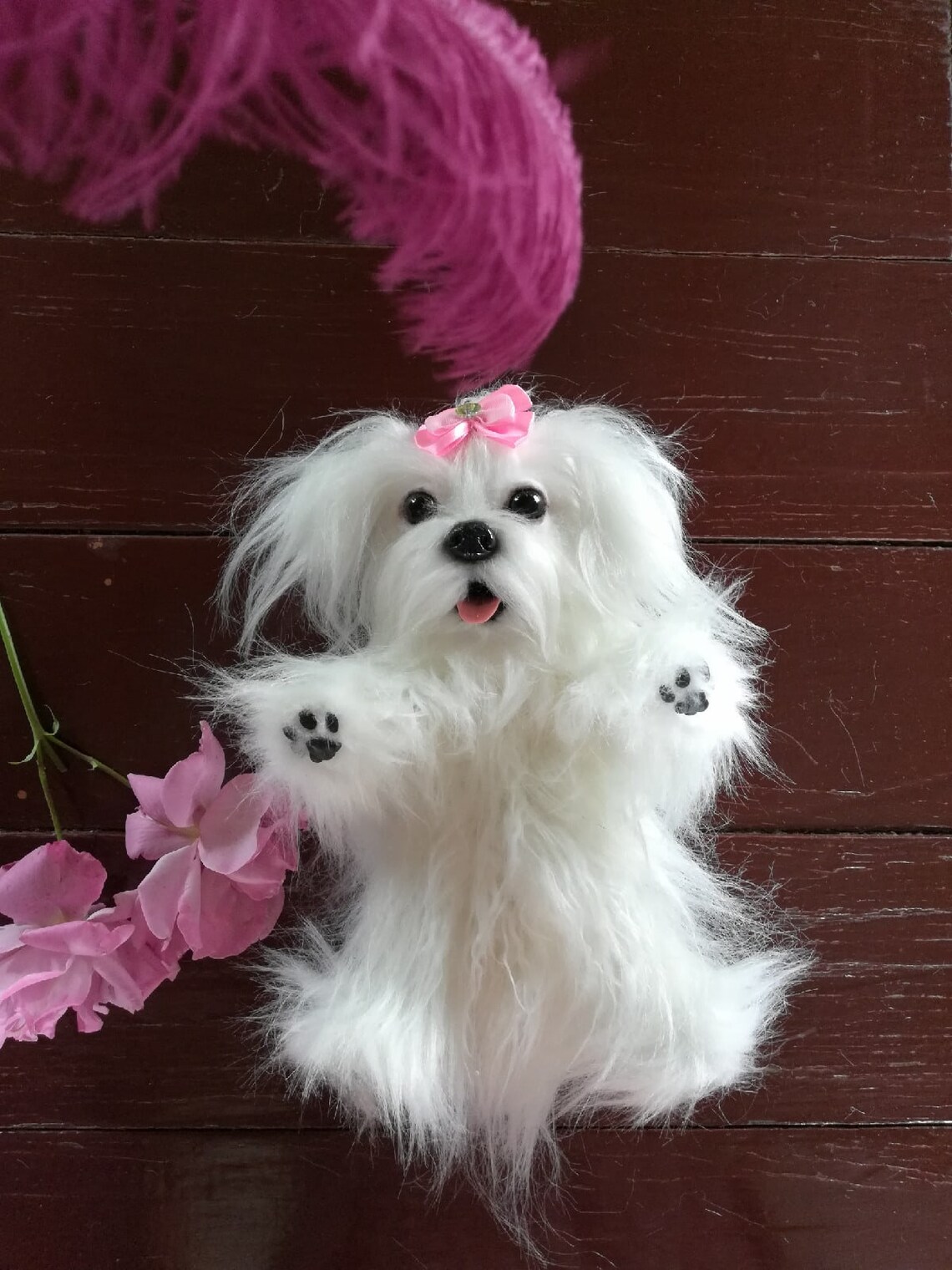 Realistic soft and plush toy Maltese lapdog Amelie. Interior Etsy