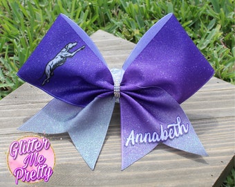 Cheer Bow Custom Team Logo Big Glitter Cheer Bow Purple Silver Custom Colors Cheer Bows Practice Cheer Bows Team Bow Custom Team Mascot Bows
