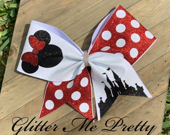 Disney Bow Minnie Big Cheer Bow Glitter Polka Dot Hair Bow