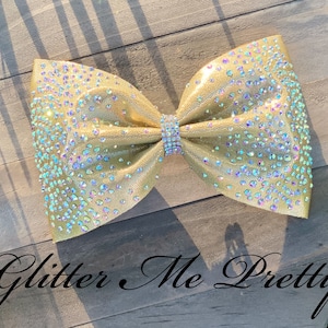 Cheer Bows Full Bling Gold Bow Rhinestone Competition Bow Team Crystal Rhinestones Gold Glitter Rhinestone Cheer Tailless Bow 4 inch