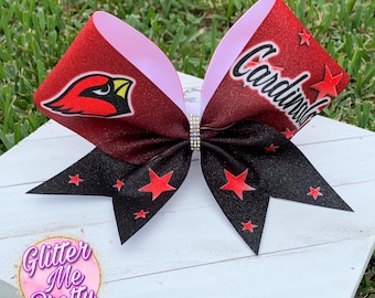 Cheer Bow Custom Team Logo Big Glitter Cheer Bow Red Black Cardinal Custom Colors Cheer Bows Practice Cheer Bows Team Bow Custom Team Bows